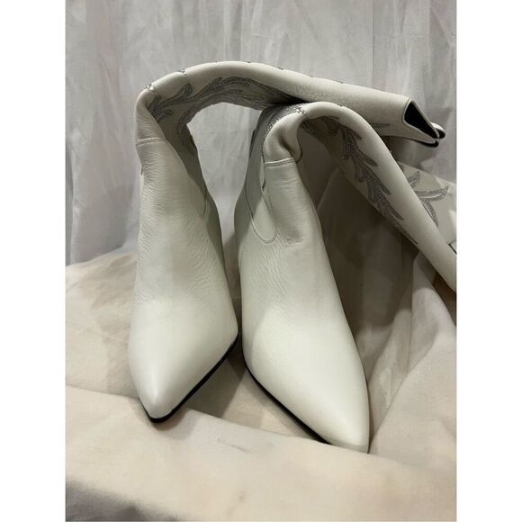 Daniel X Diamond Women's White Tall T Leather Western Boots Shoes Size 6/36 NWOT - Picture 7 of 10
